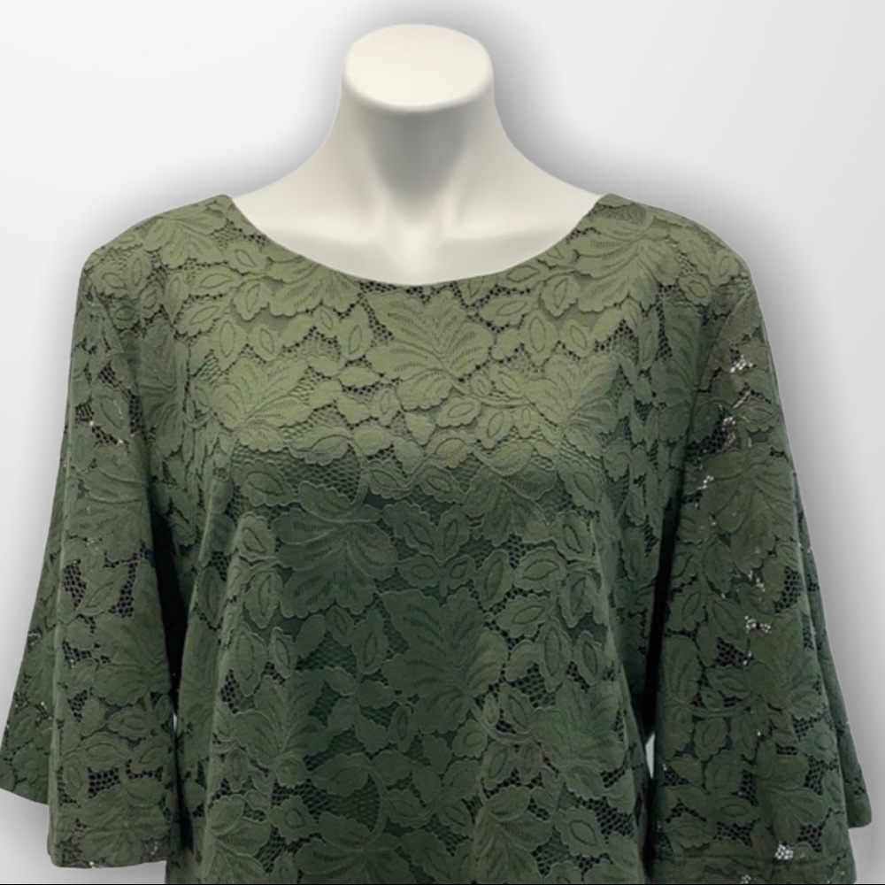 NWT BANANA REPUBLIC Green Lace Blouse sz XL - Picture 5 of 9